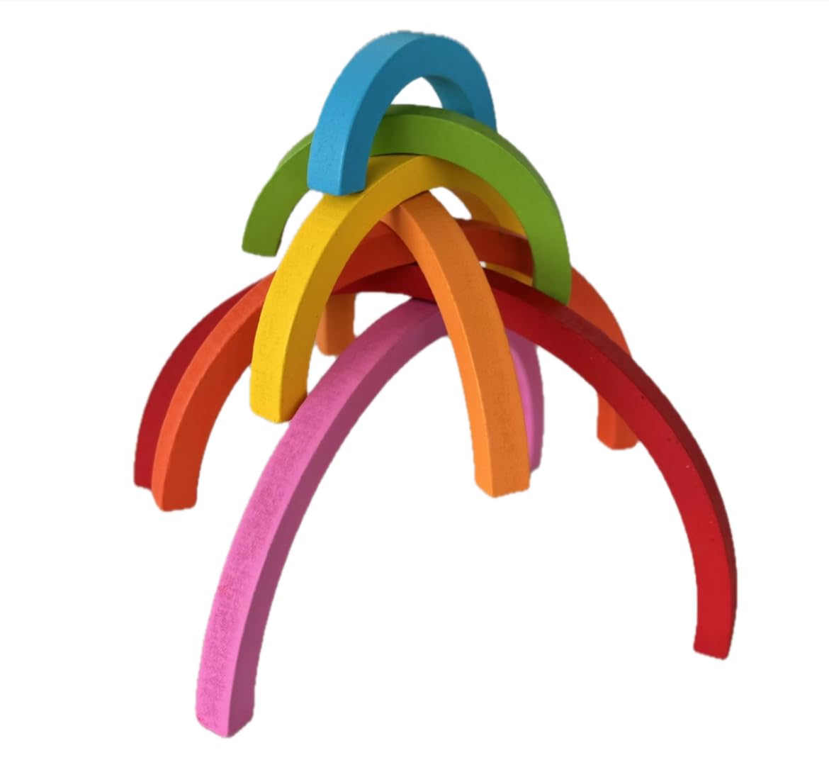 Wooden Rainbow and Stacking Blocks Eco-Friendly Building Set for Kids ...