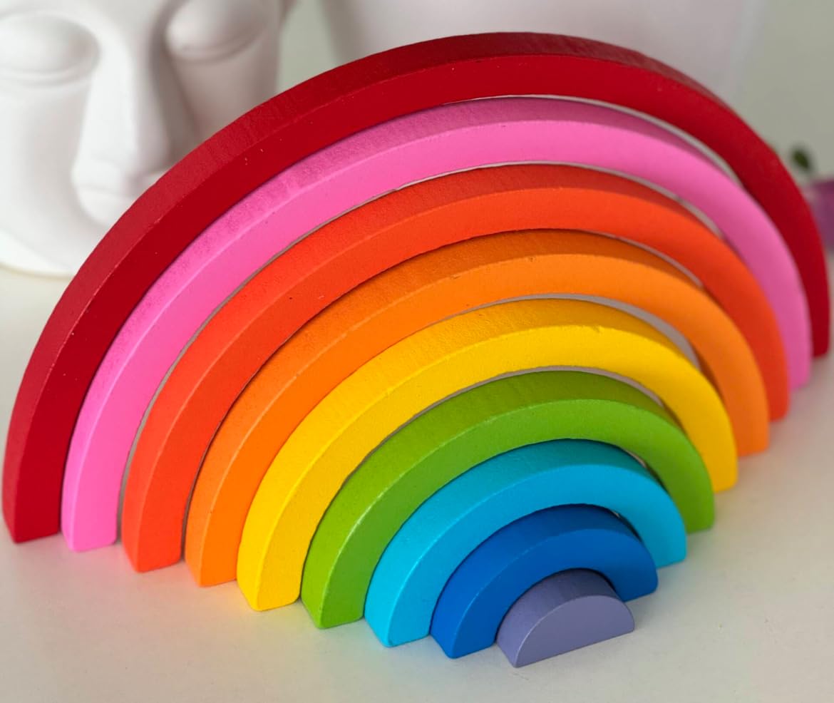 Wooden Rainbow and Stacking Blocks Eco-Friendly Building Set for Kids ...