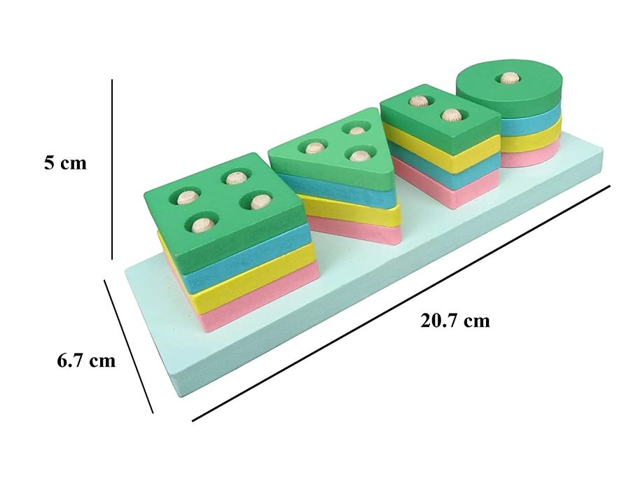 Wooden Geometric column for kids learning, stacking toy, stacking ...