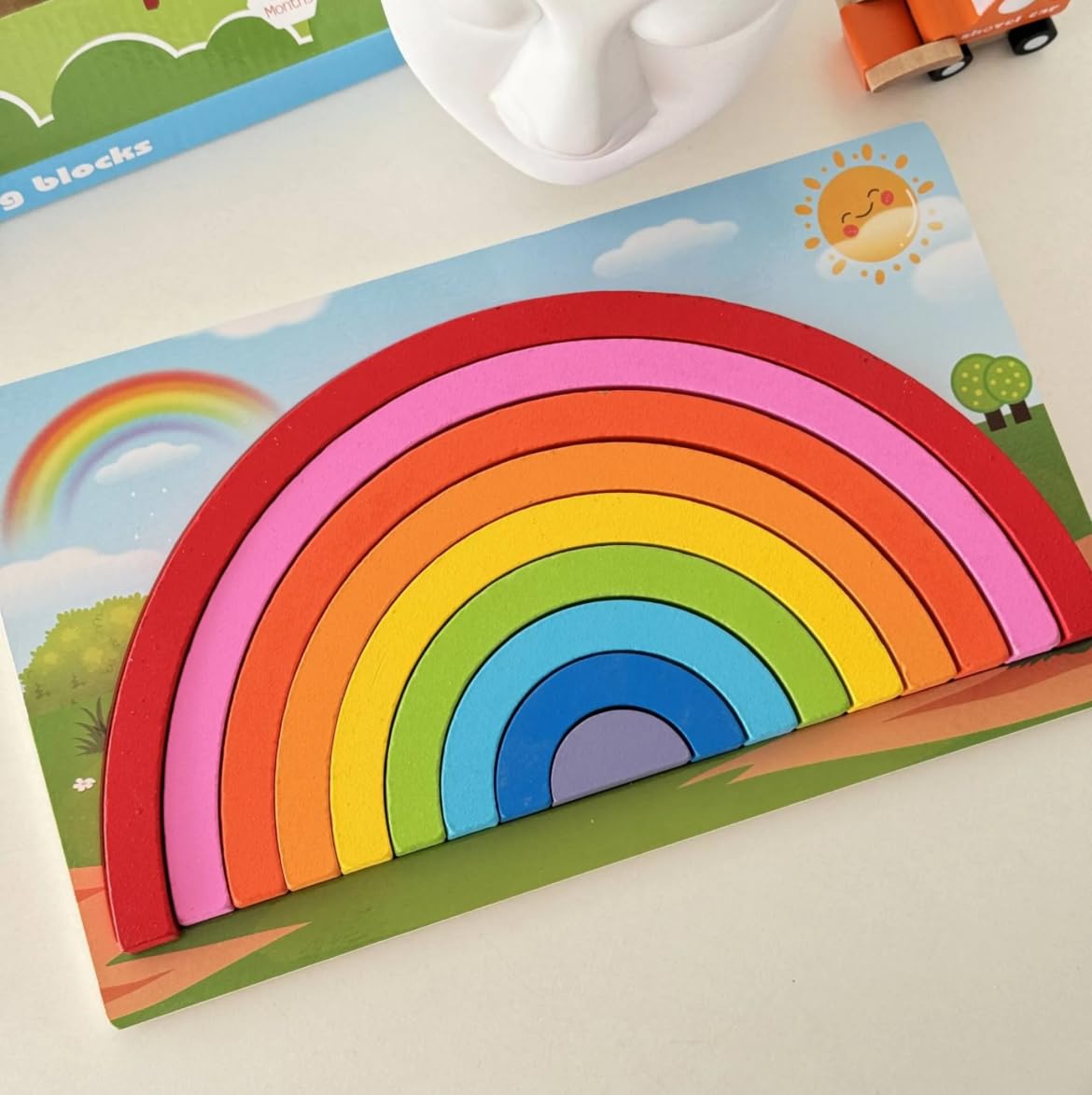 Wooden Rainbow and Stacking Blocks Eco-Friendly Building Set for Kids ...