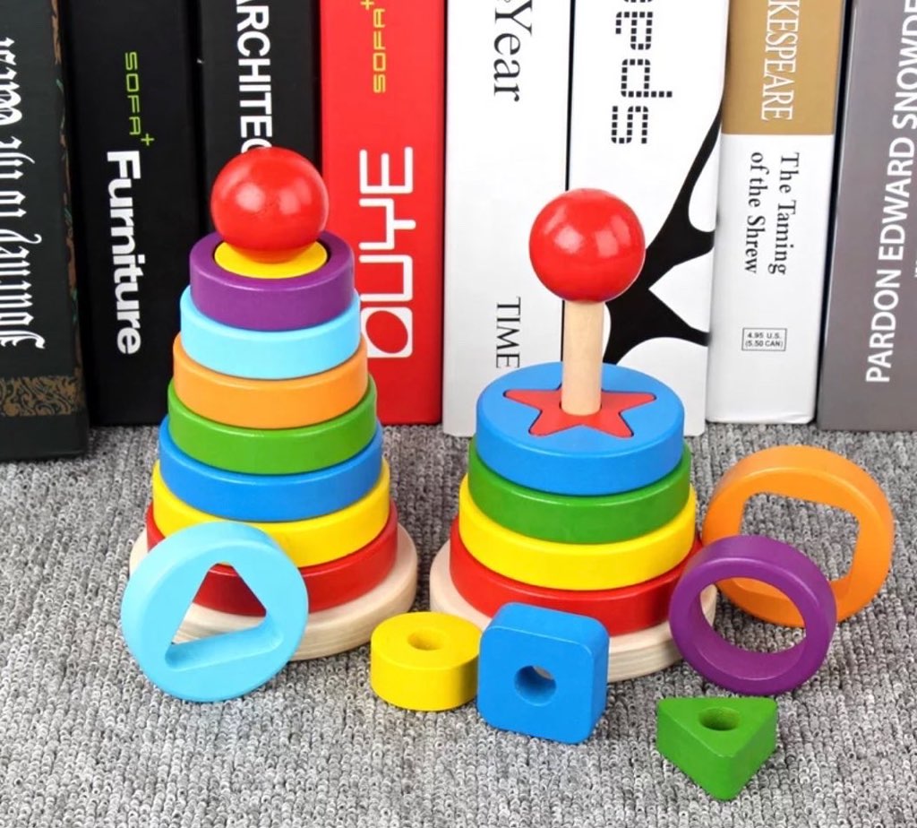 Wooden Rainbow Stacking Toy Set - Educational Montessori Activity Toys ...