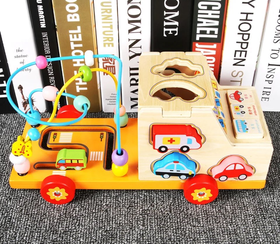 Wooden Learning Puzzle Car – Montessori-Inspired Toddler Toy for Early ...