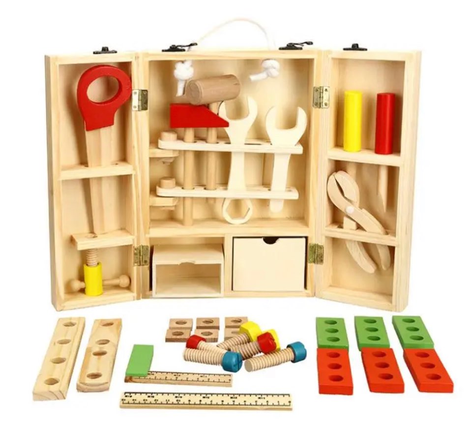 Wooden Carpenter Tool Box Set | Activity toys for Kids - ToyArtsy