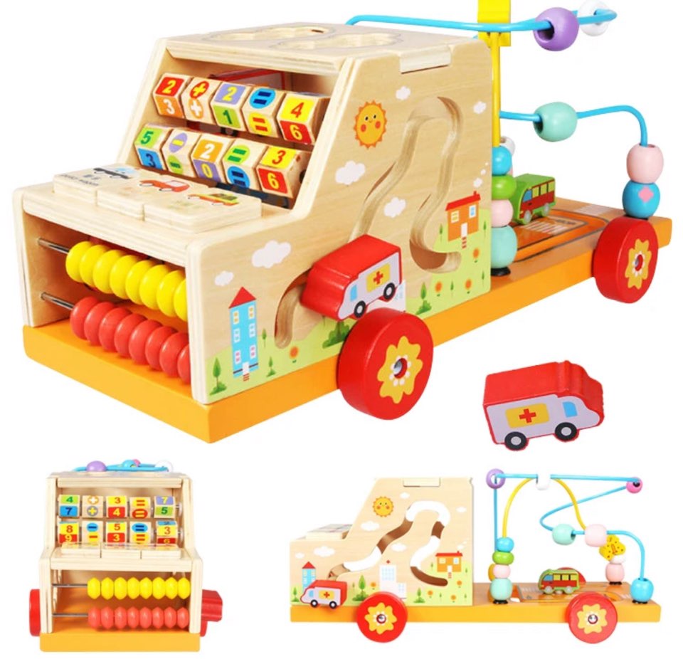 Wooden Learning Puzzle Car – Montessori-Inspired Toddler Toy for Early ...