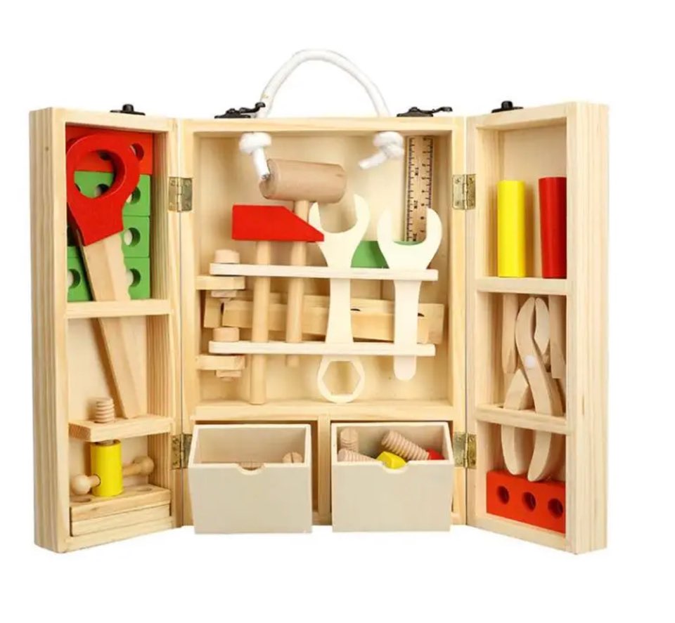 Wooden Carpenter Tool Box Set | Activity toys for Kids - ToyArtsy